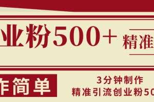 （13073期）3分钟制作精准引流创业粉500+操作简单