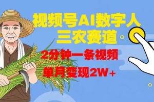 视频号AI数字人玩转三农赛道，2分钟一条视频，单月变现2W+