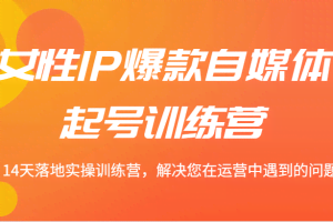 女性IP爆款自媒体起号训练营 14天落地实操训练营，解决您在运营中遇到的问题