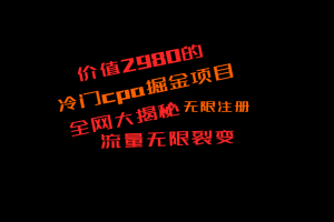 价值2980的CPA掘金项目大揭秘，号称当天收益200+，不见收益包赔双倍