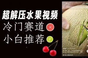冷门赛道水果解压视频，方法自创，单日变现1000加，简单复制操作，小白必入