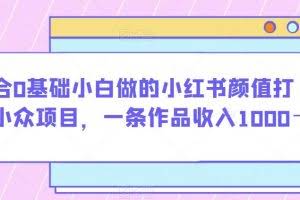 适合0基础小白做的小红书颜值打分小众项目，一条作品收入1000＋【揭秘】