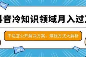 抖音冷知识领域月入过万项目，不适宜公开解决方案 ，抖音赚钱方式大解析