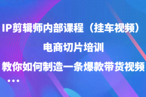 IP剪辑师内部课程（挂车视频），电商切片培训，教你如何制造一条爆款带货视频