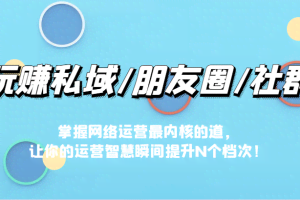 玩赚私域/朋友圈/社群，掌握网络运营最内核的道，让你的运营智慧瞬间提升N个档