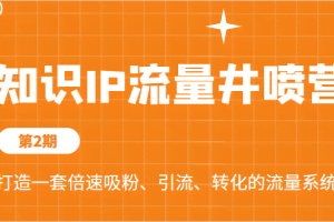 知识IP流量井喷营第2期，打造一套倍速吸粉、引流、转化的流量系统