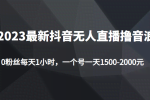 2023最新抖音无人直播撸音浪项目，0粉丝每天1小时，一个号一天1500-2000元