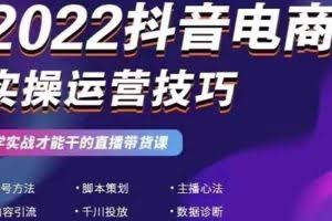 2022抖音电商实操运营技巧：学实战才能干的直播带货课