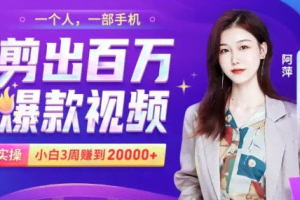 小白易上手的手机剪辑赚钱课，抓住短视频风口月赚2万+【完结】