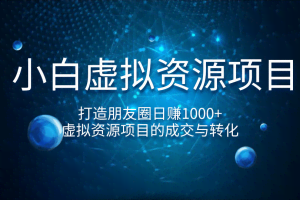 小白虚拟资源项目，打造朋友圈日赚1000+，虚拟资源项目的成交与转化（完结）