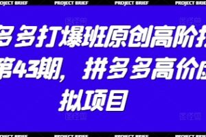 拼多多打爆班原创高阶技术第43期，拼多多高价虚拟项目