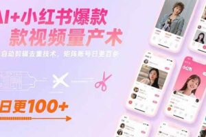 （15542期）AI+小红书爆款视频量产术：全自动剪辑去重技术，矩阵账号日更百条