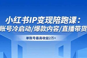 （16550期）小红书IP变现陪跑课：账号冷启动/爆款内容/直播带货，单账号最高收益2万+