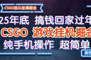 25年底搞钱回家过年，CSGO游戏挂G掘金，纯手机操作超简单【揭秘】