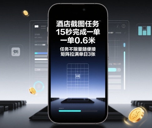 酒店截图任务,15秒完成一单,一单0.6米,任务不限量随便接,矩阵拉满单日3张【揭秘】