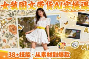女装图文带货的AI实操课，覆盖38个实用技能，快速提升素材制作效率