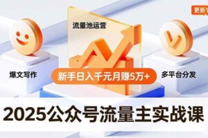 （16716期）2025公众号流量主实战课，爆文写作、流量池运营、多平台分发，新手日入千元月赚5万+更新11月