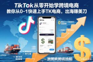TikTok从零开始学跨境电商，教你从0-1快速上手TK电商，出海賺美刀
