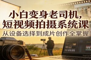小白变身老司机,短视频拍摄系统课,从设备选择到成片创作全掌握