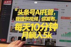 头条号AI托管，我提供视频，你发布，每天10分钟，月躺入5k+【揭秘】