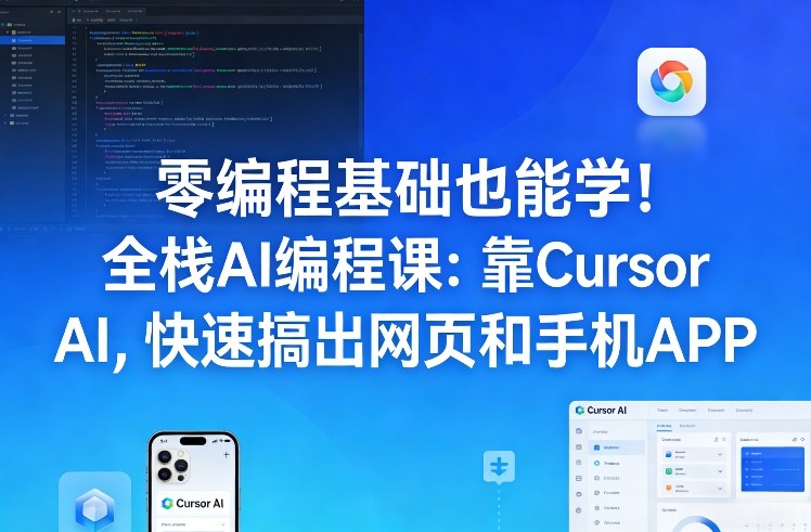 零编程基础也能学!全栈AI编程课:靠Cursor AI,快速搞出网页和手机APP