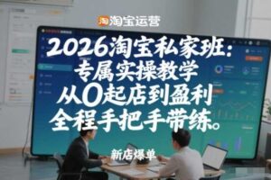 2026淘宝私家班:专属实操教学,从0起店到盈利,全程手把手带练(更新)