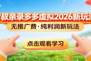 拼多多虚拟电商新玩法,0推广费0成本启动,专为新手打造