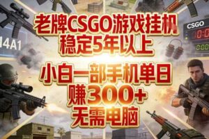 老牌CSGO游戏挂G,稳定5年以上,小白一部手机单日賺3张+,无需电脑【揭秘】
