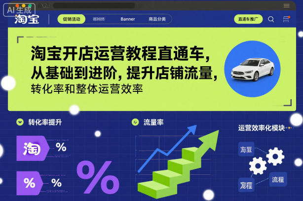 淘宝开店运营教程直通车，从基础到进阶，提升店铺流量，转化率和整体运营效率（更新26年3月）